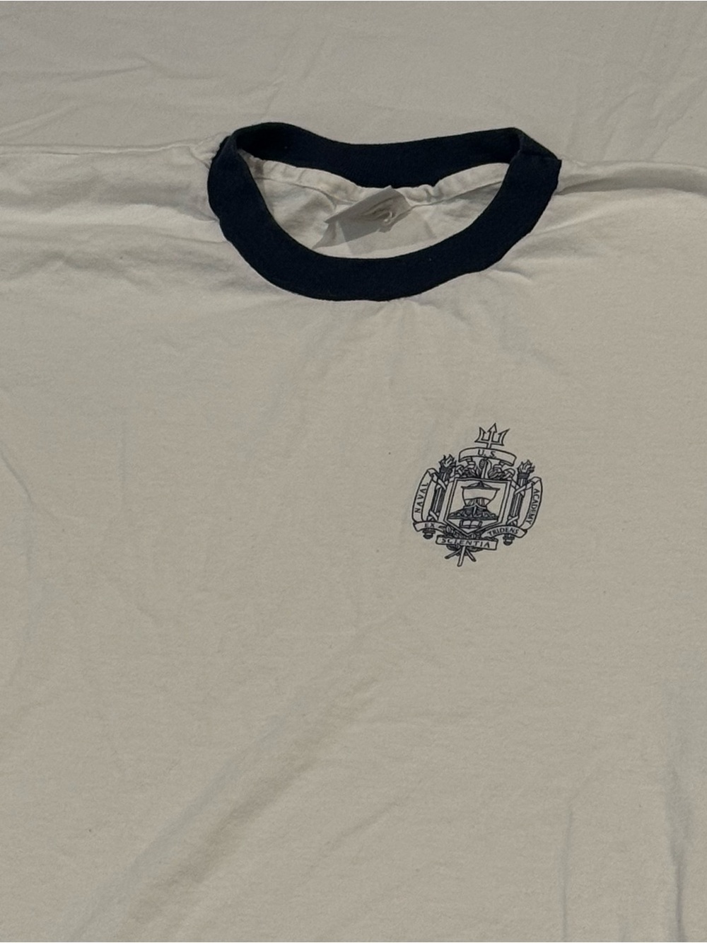 Vintage 80’s US Naval Academy Store Mens Large Exclusive Ringer Tee Made In USA